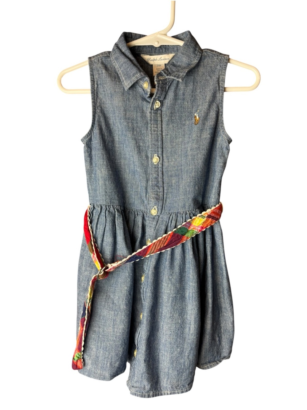 Ralph Lauren Denim Dress with Plaid Belt 24M